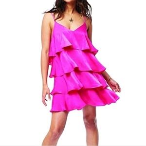 Pink Ruffled Tier Cocktail Dress